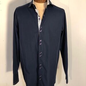 Mens HighEnd Navy Blue Dress Shirt. Lge